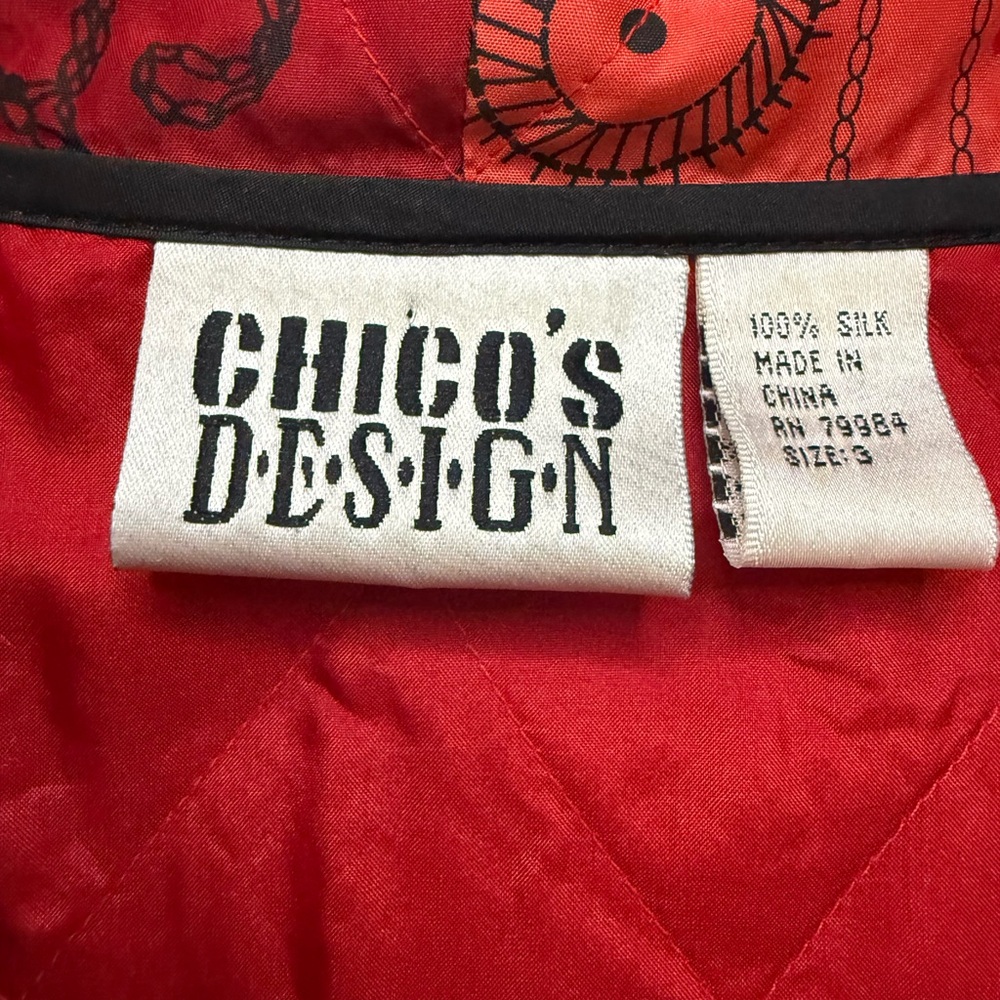 Vintage Chico’s Women's Red 100% Silk Jacket, Size 3 (XL) - Picture 2 of 4